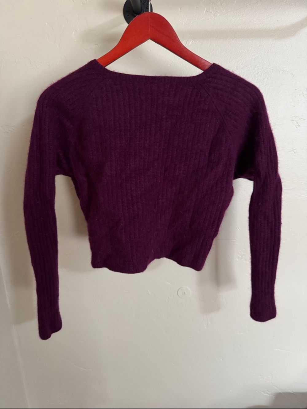 Nordstrom Plum Ribbed Cropped Cashmere Sweater